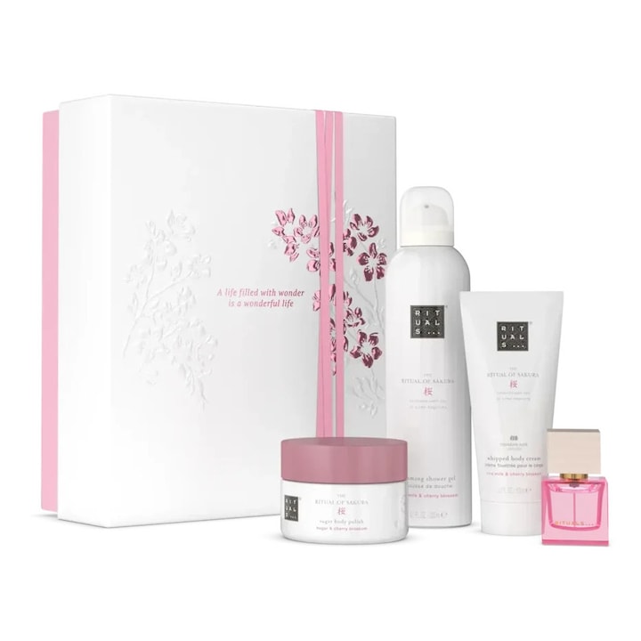 RITUALS Cadou mediu 2025 The Ritual of Sakura, Gel de dus 200 ml, Crema de corp 100 ml, Scrub de corp 125 ml, Apa de Parfum 15 ml