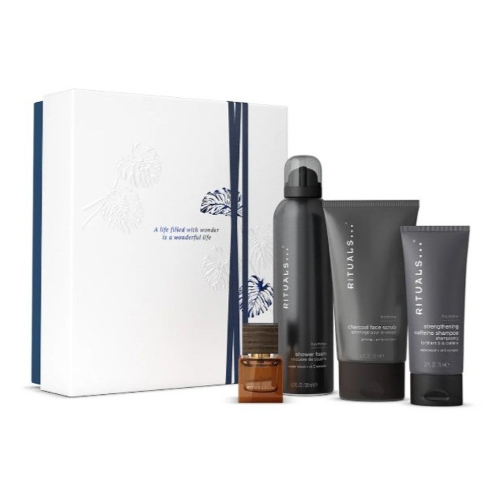 RITUALS Cadou mediu Homme 2025 Rituals Homme, Gel de dus 200 ml, Scrub pentru fata 125 ml, Sampon 70 ml, Parfum L'Essentiel 15ml