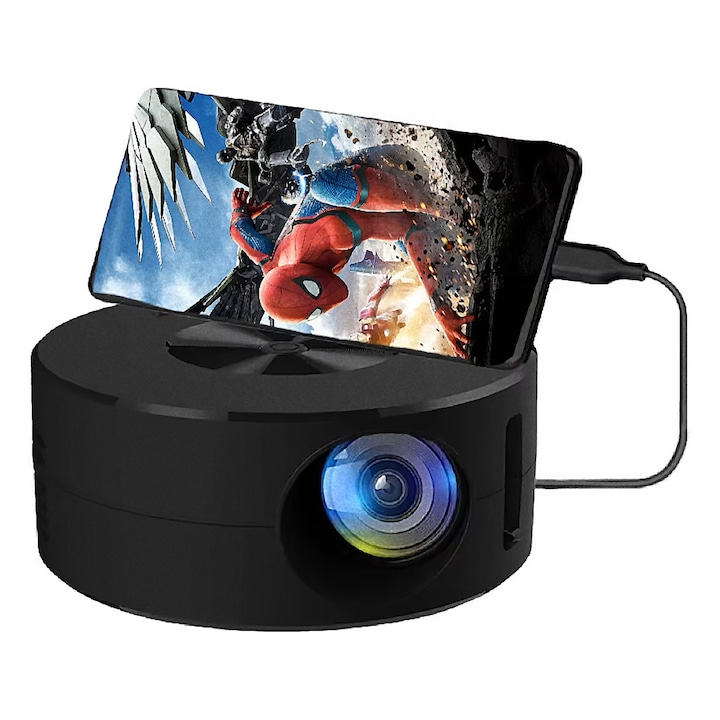 Мини проектор VU-TEK, 1080P, 1200 лумена, Преносим, 20x15x8см