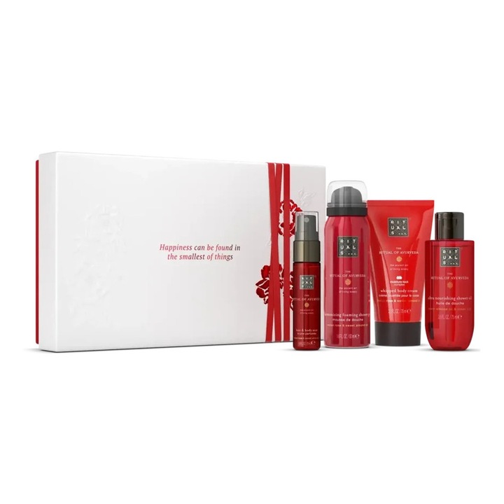 Set cadou Rituals The Ritual of Ayurveda - set mic 2025- Foaming Shower Gel 50 ml Body Cream 70 ml Hair & Body Mist 20 ml Shower Oil 75 ml