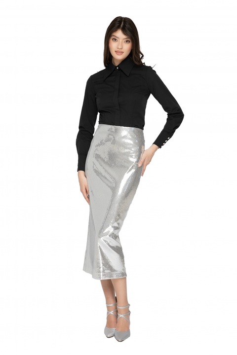 Сребърна миди пола с пайети, Fs 837