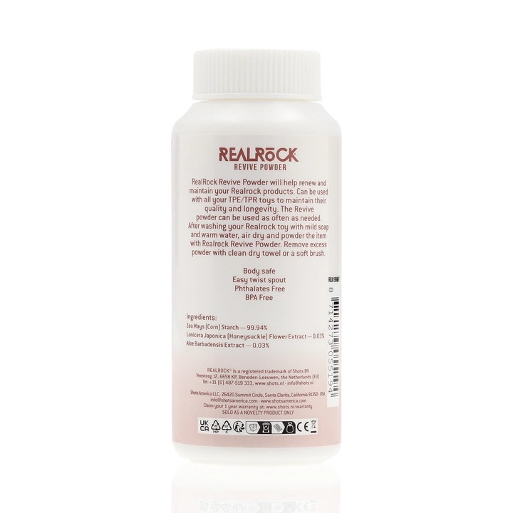 Pudra pentru jucarii sexuale RealRock Revive Powder 60g, pentru accesorii TPE/TPR
