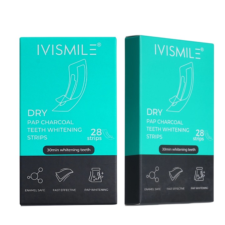Fogfehérítő csíkok készlet, IVISMILE, DRY Professional, Intenzív hatás, Peroxidmentes, 14 napos kezelés