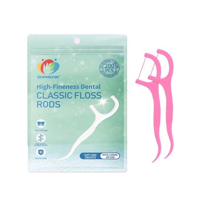 Ata dentara aromata cu capsuni, 200 bucati – Curatare interdentara eficienta, design ergonomic, ideal pentru copii si adulti, acasa si in calatorii