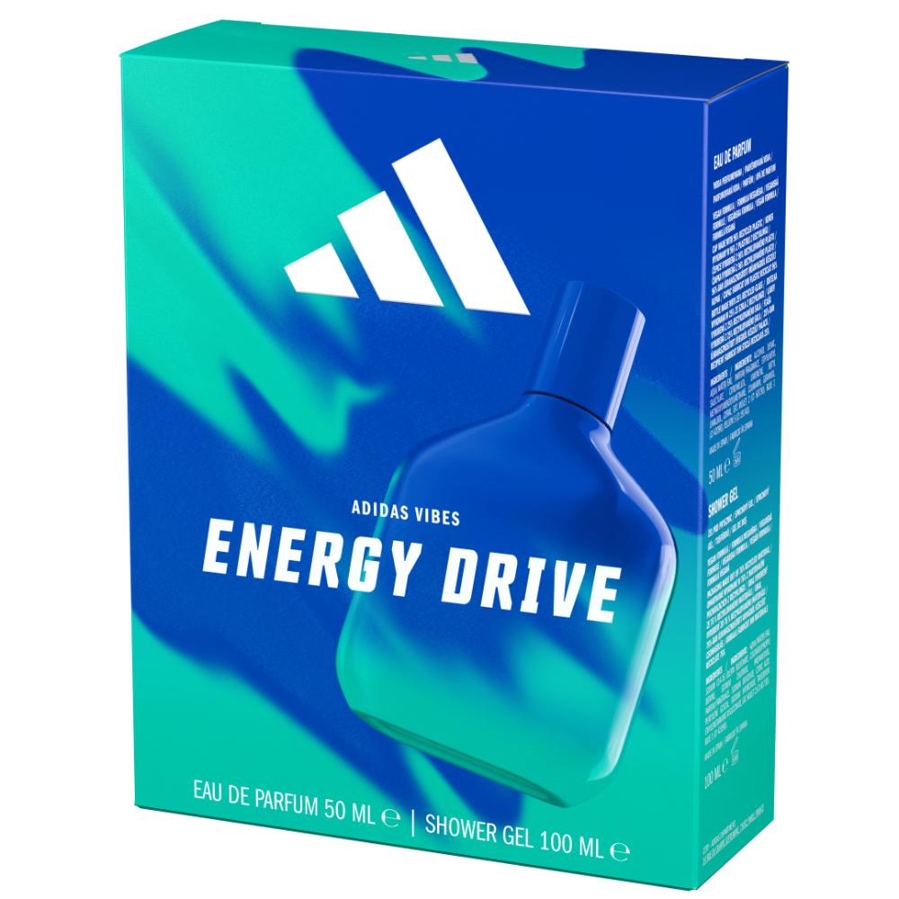 Set Adidas Vibes Energy Drive: Apa de Toaleta 50 ml + Gel de dus 100 ml