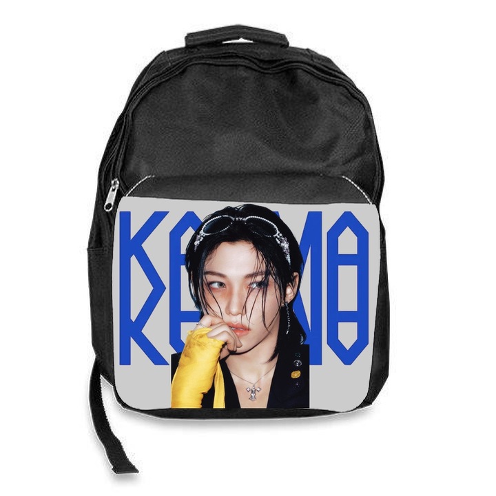Ghiozdan scoala stray kids karma felix, negru, 30x45x17cm