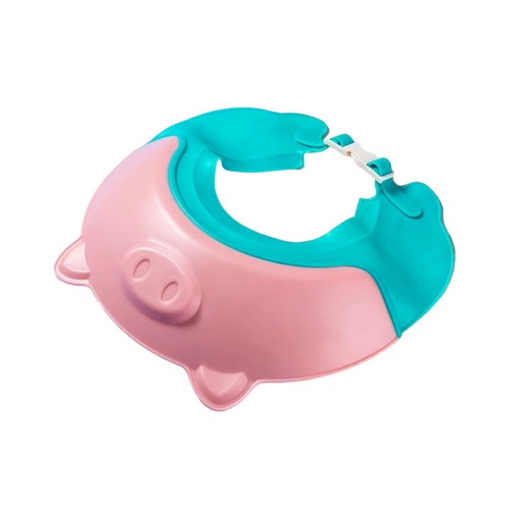 Козирка за баня за деца, Comando Kids, Регулируема, Миеща се, Нетоксични материали, Без мирис, Размери 23x23см, Модел Прасенце, Син, Розов