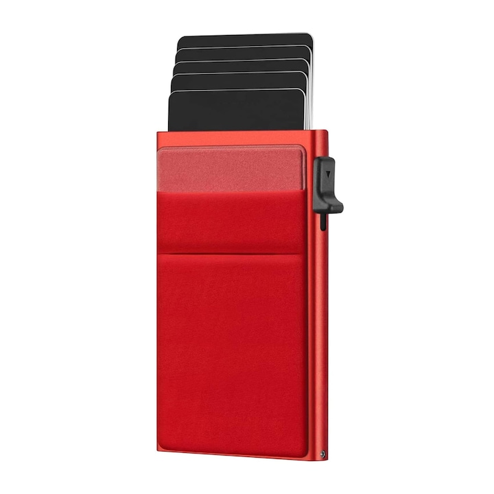 Мъжки портфейл, XONGSOR, алуминиева сплав, червен, RFID защита