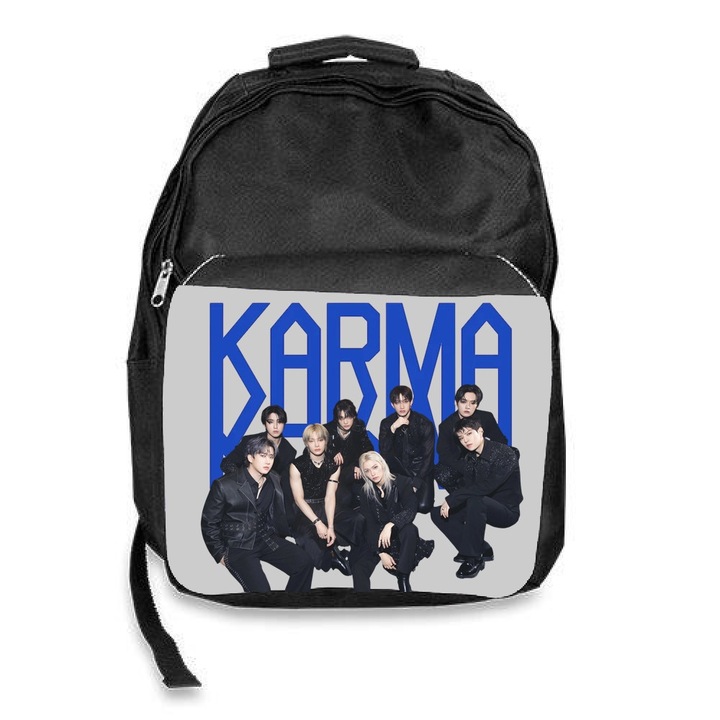 Ghiozdan scoala stray kids karma kpop stays, negru, 30x45x17cm