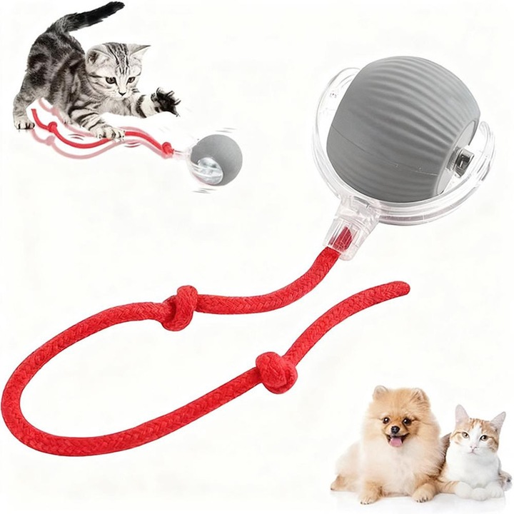 Set 2 Mingi Electrice Reincarcabile pentru Pisici, 3 Moduri Interactive, din Silicon, pentru Pisici si Caini Mici, culori aleatorii