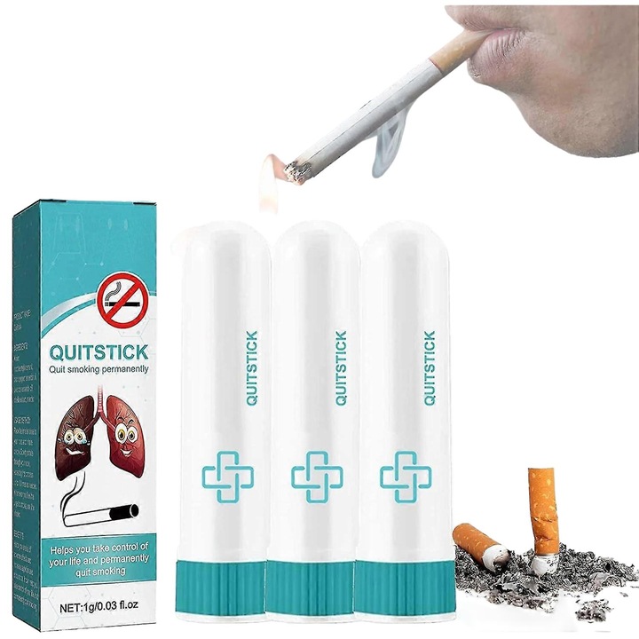 Stick pentru renuntarea la fumat, 3 bucati, ulei esential de lavanda, extract de lobelia, mentol