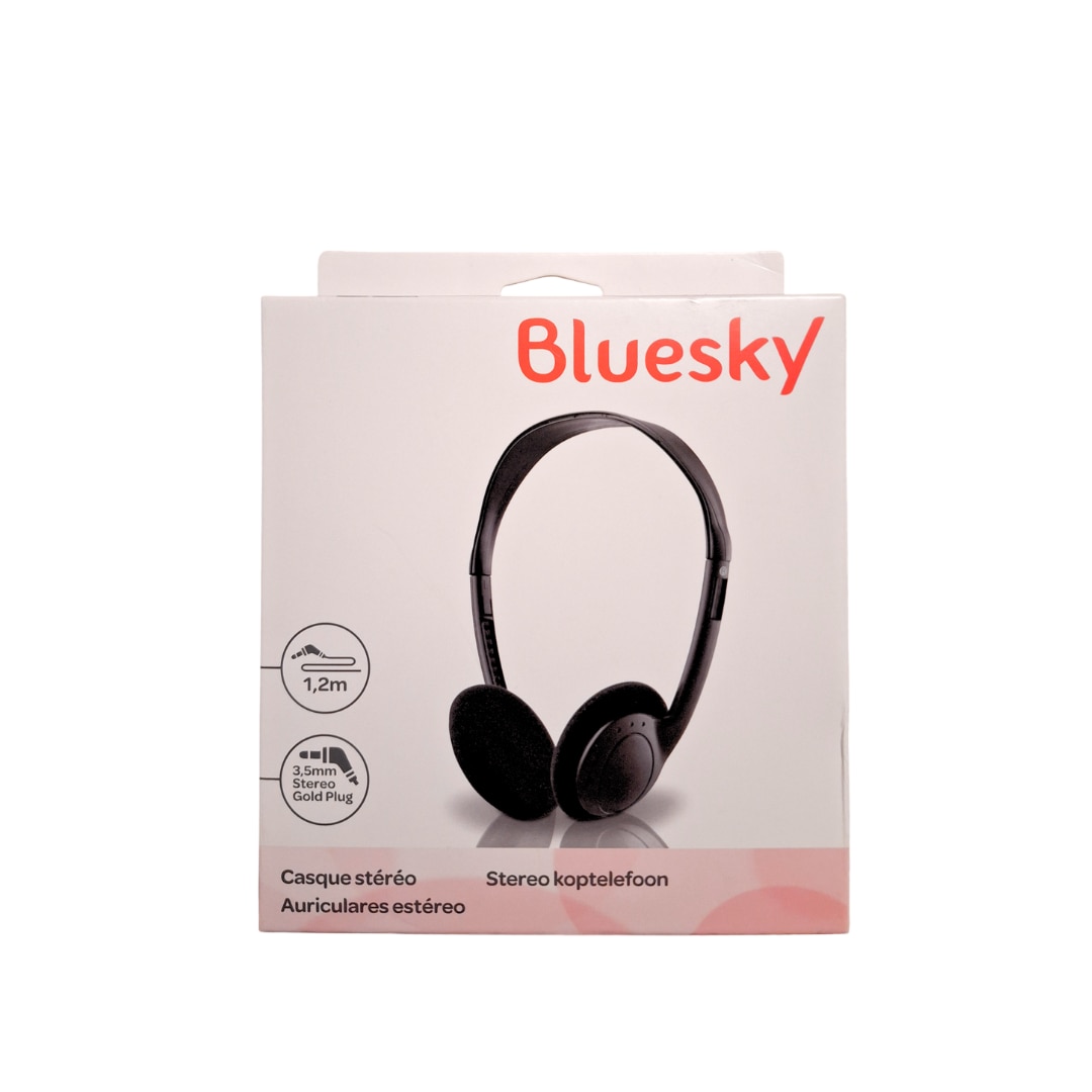 Casti On-Ear Bluesky, Jack 3.5 mm, Control Volum, Sunet Clar si Bass Puternic, Design Reglabil, Negru