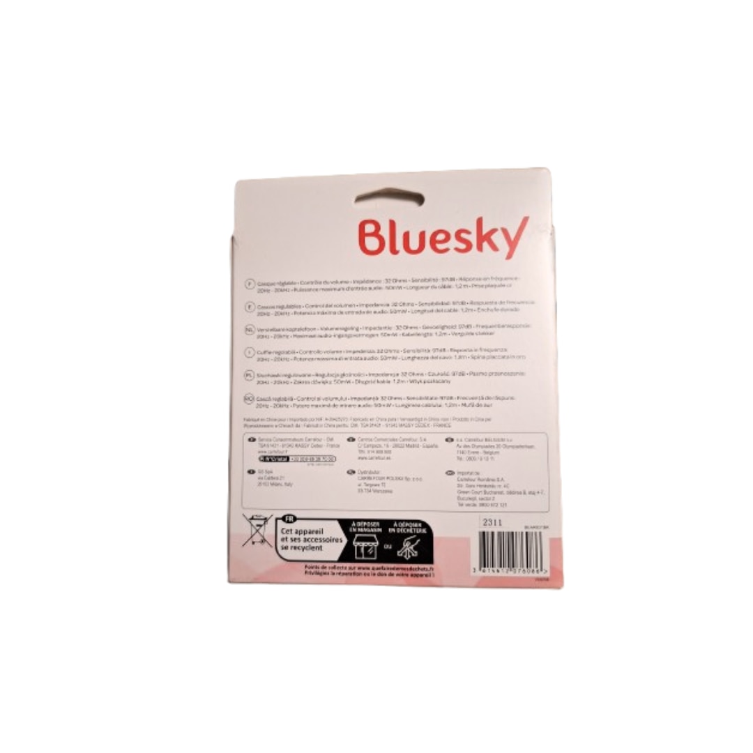 Casti On-Ear Bluesky, Jack 3.5 mm, Control Volum, Sunet Clar si Bass Puternic, Design Reglabil, Negru