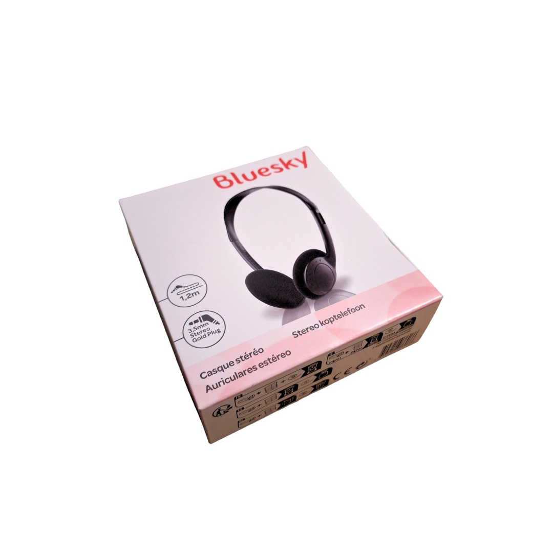 Casti On-Ear Bluesky, Jack 3.5 mm, Control Volum, Sunet Clar si Bass Puternic, Design Reglabil, Negru