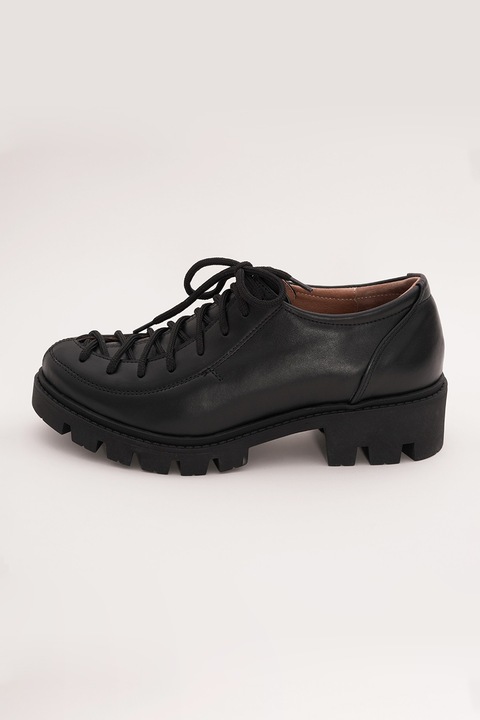 VAGAM, Pantofi de piele cu sireturi, Negru