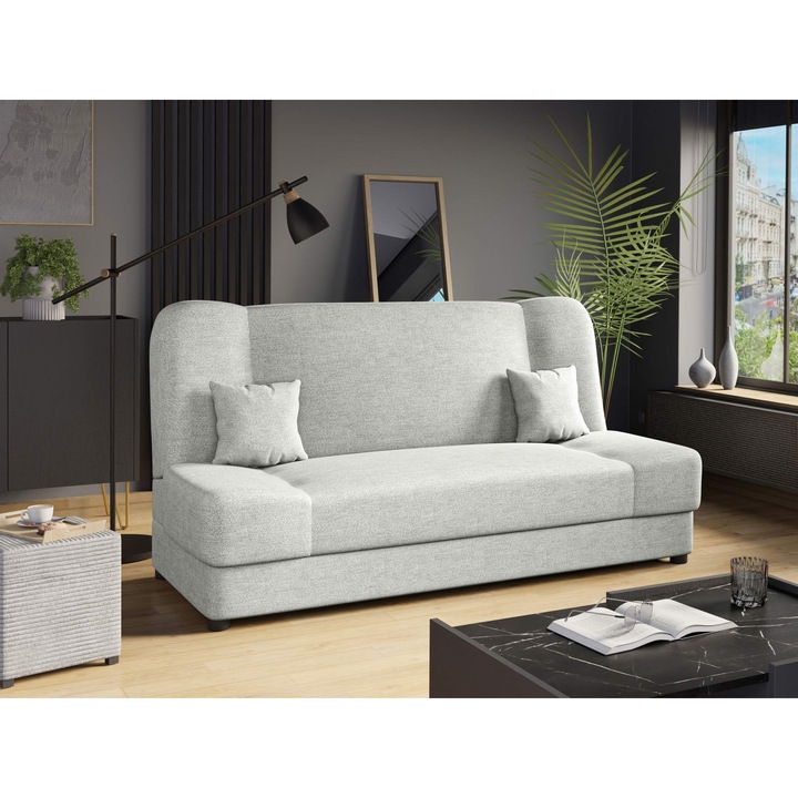 Canapea Mario, MIRJAN 24, gri argint, 87x195x86 cm