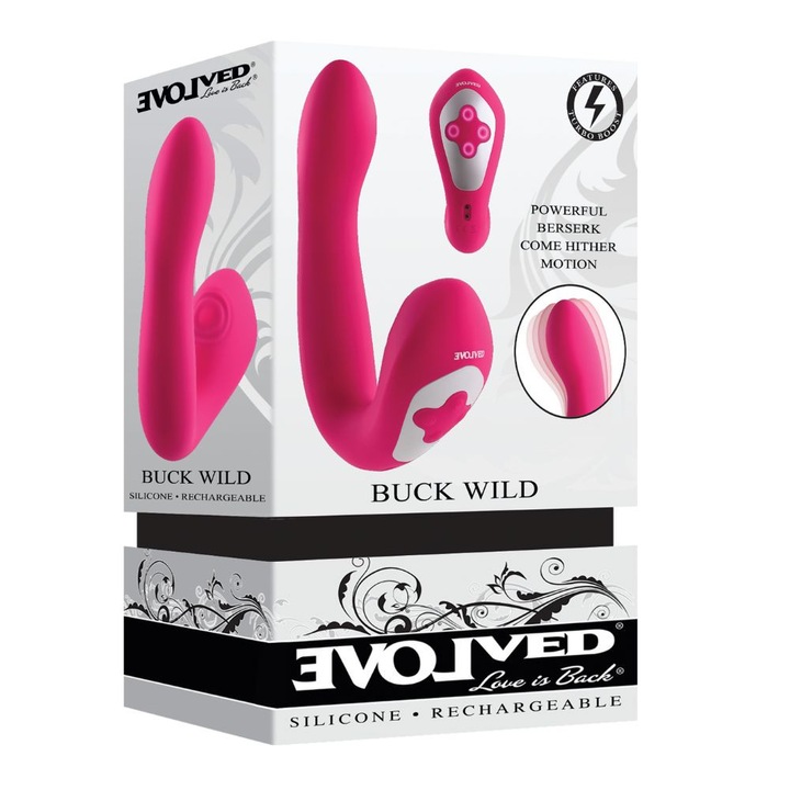 Dupla vibrátor LoveCherry Buck Wild Pink, 10 sebesség, vízálló, 14,6cm