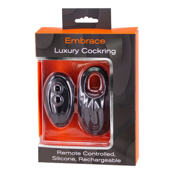 Vibrációs gyűrű pároknak, LoveCherry Embrace, 7 funkció, távirányítóval, orvosi szilikon, fekete