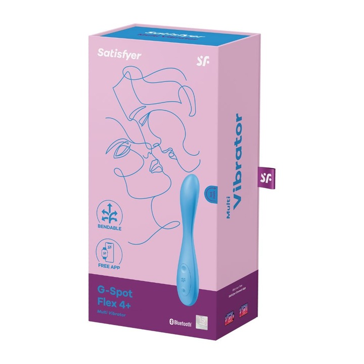 Rugalmas vibrátor Satisfyer G-Spot Flex 4, gyöngyház rózsaszín/pasztell kék, 20 cm, alkalmazásvezérlés, vízálló IPX7
