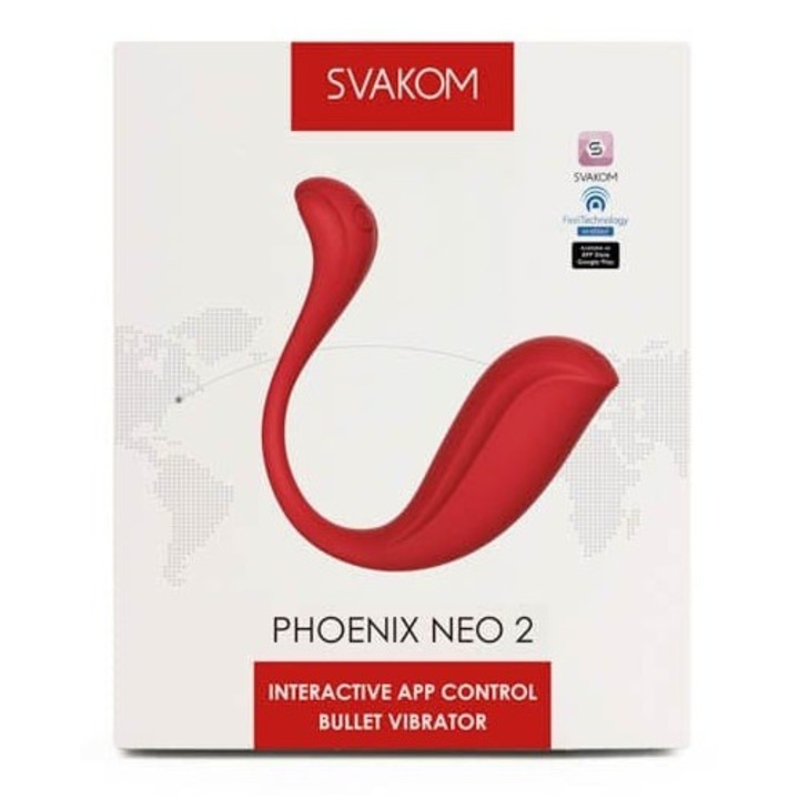 Вибратор LoveCherry Phoenix Neo 2, стимулация на клитора и G-точката, наситено червен, 15,7x3см