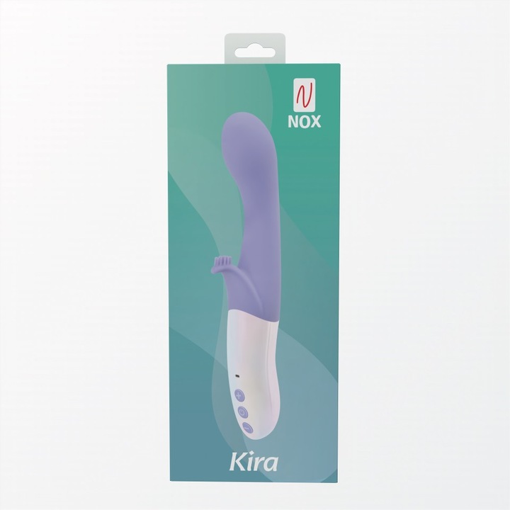Vibrátor LoveCherry NOX Kira, kettős G-pont és csikló stimuláció, orvosi szilikon, vízálló, 10 cm x 3,1 cm