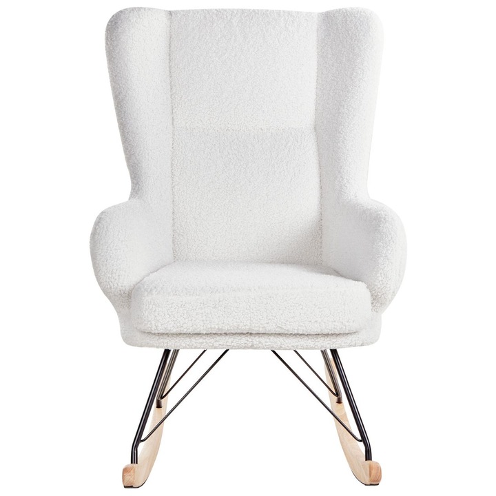 Balansoar Beliani, Alb-murdar, Tapiterie boucle, Cadrul negru, 97x69cm