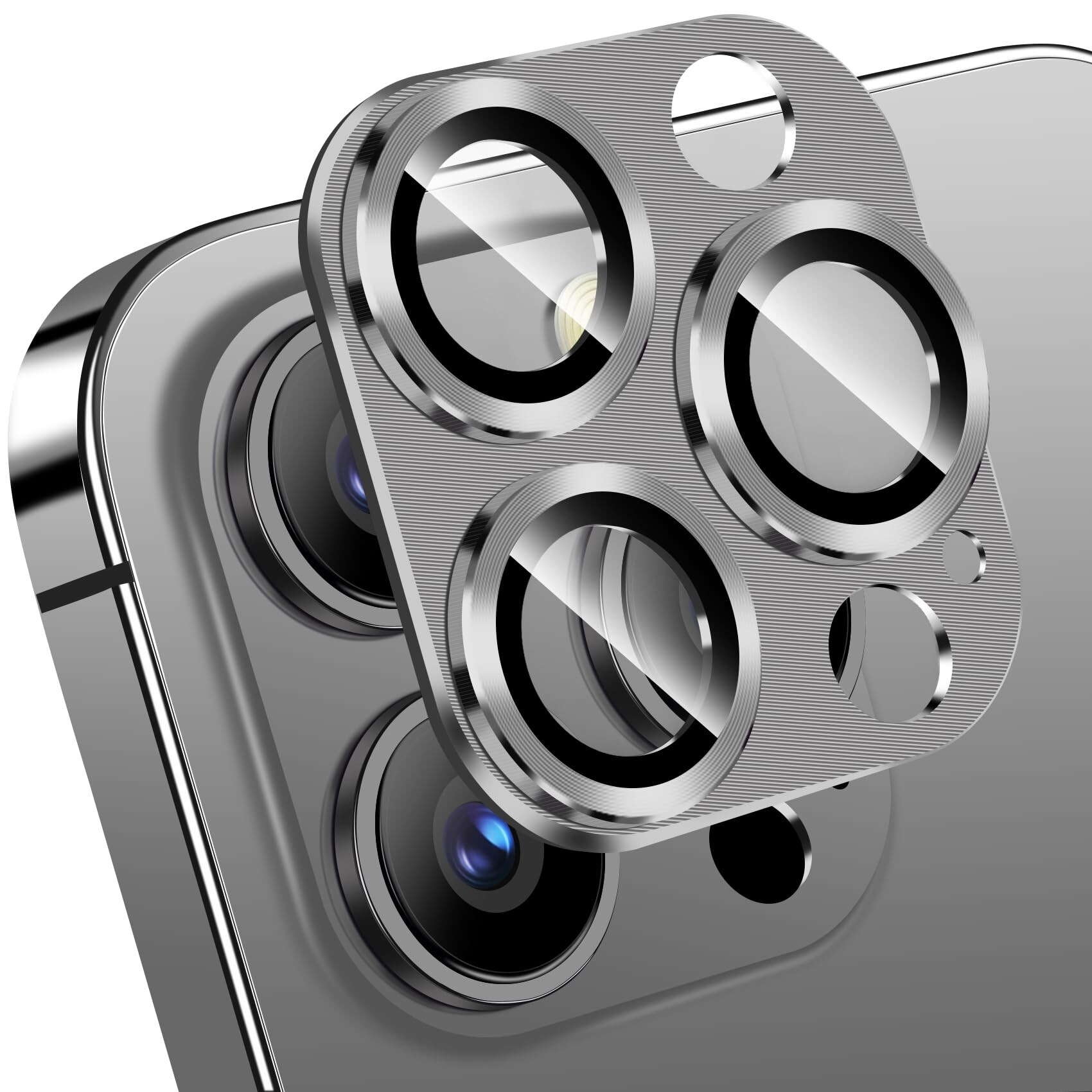 Set 3 bucati Folie Protectie Lentile Camera pentru Apple iPhone 15 Pro / Pro Max, Ultra HD, Anti Amprente, Anti Zgarieturi, Anti Socuri, Titanium