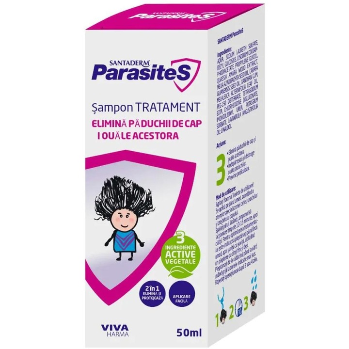 Set 2 x Sampon Tratament pentru Paduchi Santaderm, 50 ml