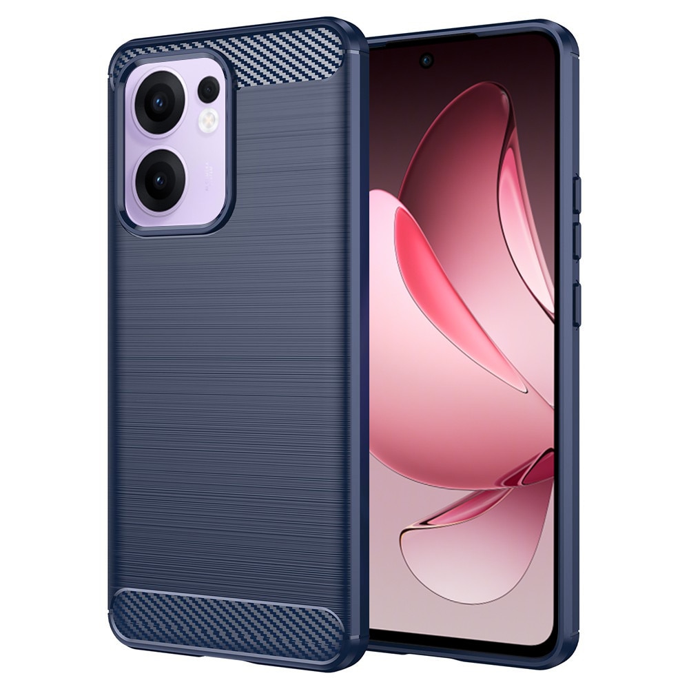 Husa pentru Oppo Reno13 F 4G, SKYDDAR INNOVATION, Carbon Silicone, din Silicon Slim, cu textura Fibra Carbon, set cu sticker, Albastru