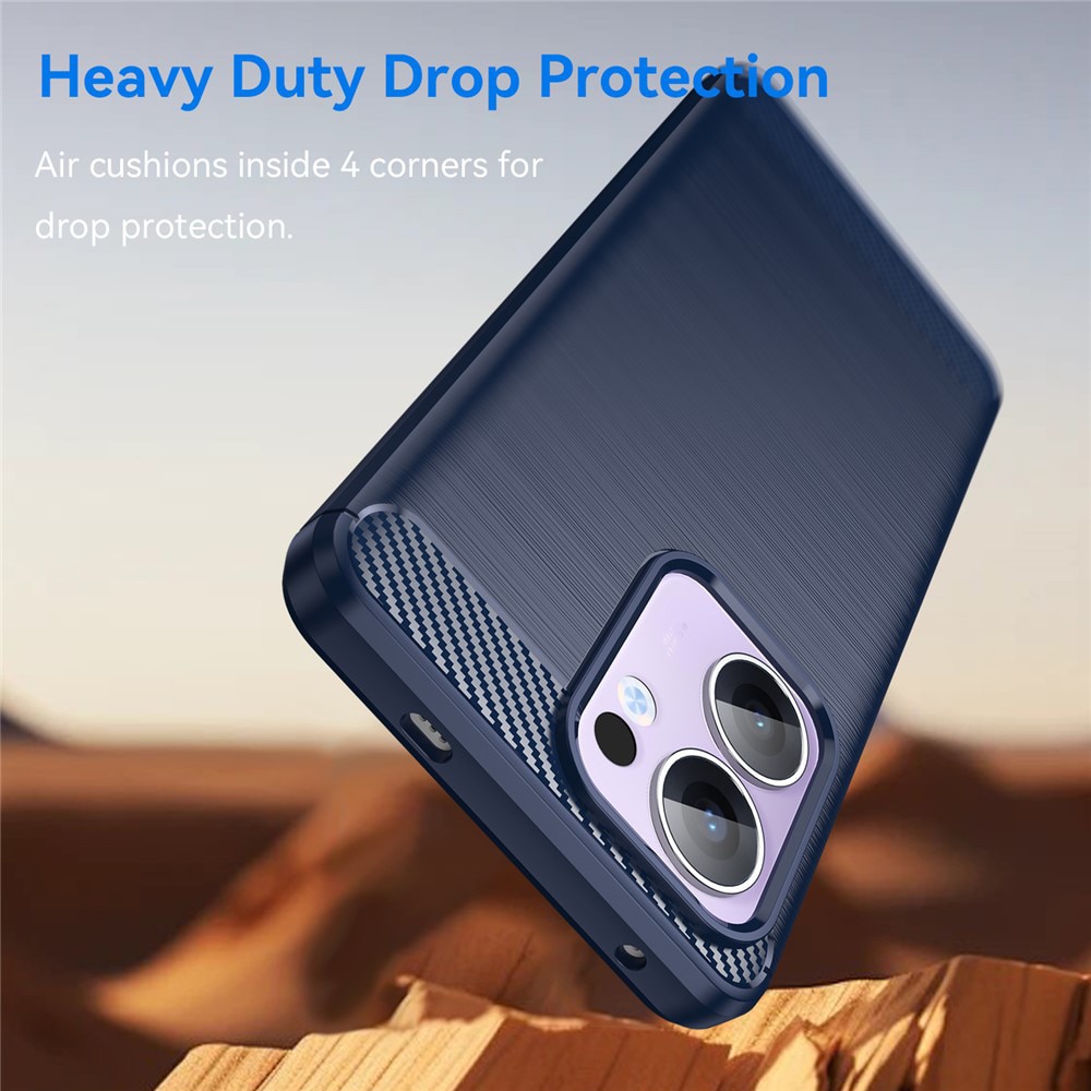 Husa pentru Oppo Reno13 F 4G, SKYDDAR INNOVATION, Carbon Silicone, din Silicon Slim, cu textura Fibra Carbon, set cu sticker, Albastru