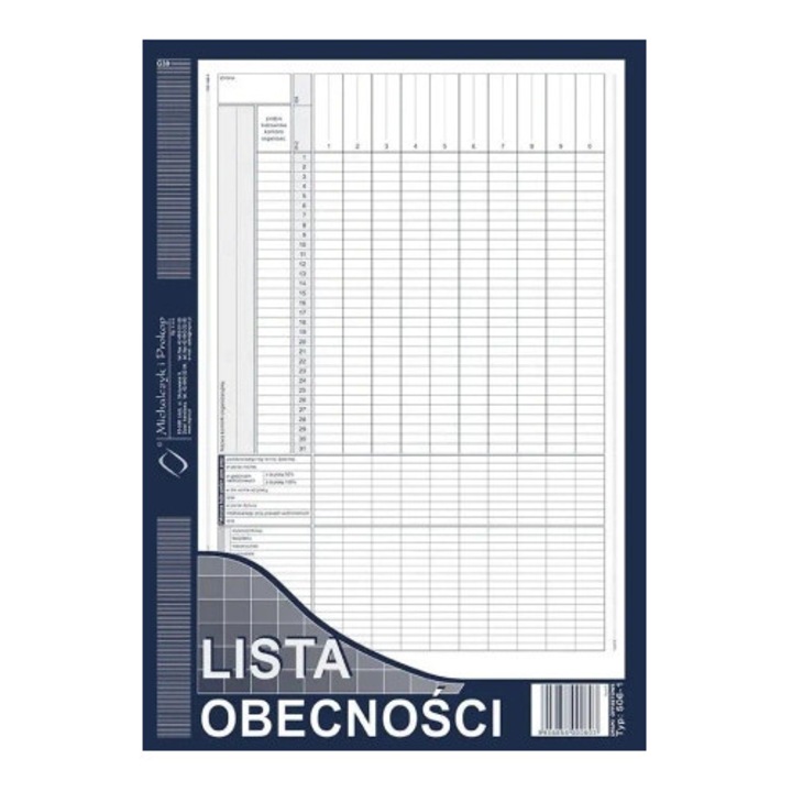 Jelenléti ív 506-1, Michalczyk i Prokop, nem személyre szabott nyomtatványok