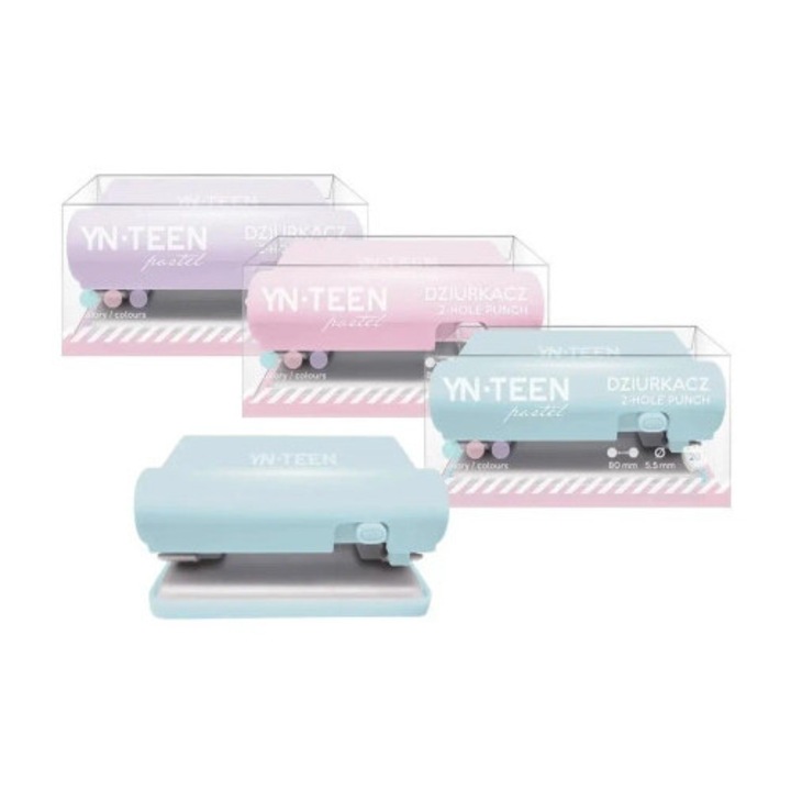 Perforator INTERDRUK, pastel, 20 coli, 5.5mm, set mix culori