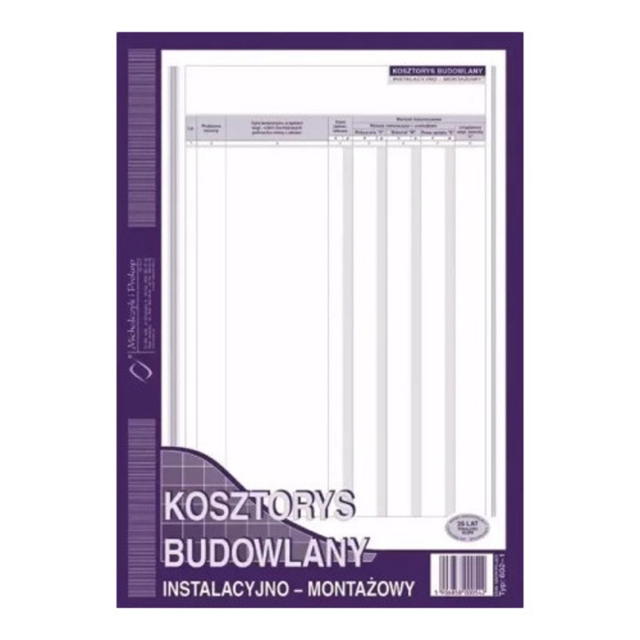 Építési költségtömb, Michalczyk i Prokop, 80 oldal, A4, önmásoló