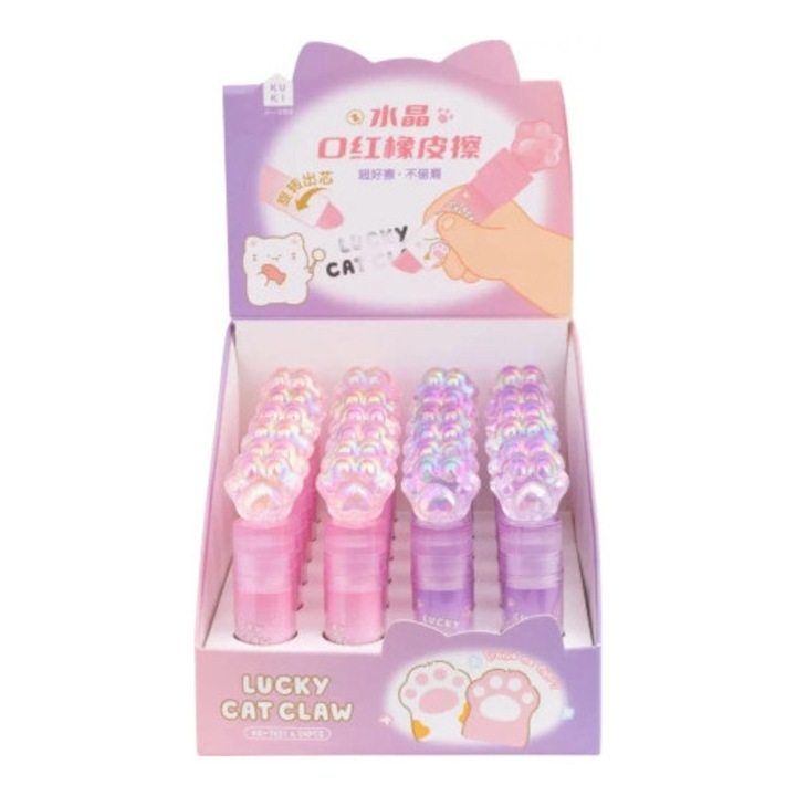 Set 24 radere Lucky Cat Claw, roz si violet, 62x13mm