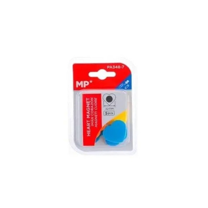 Dekoratív mágnesek, 5 db-os készlet, MP Main Paper, színes szívecskék