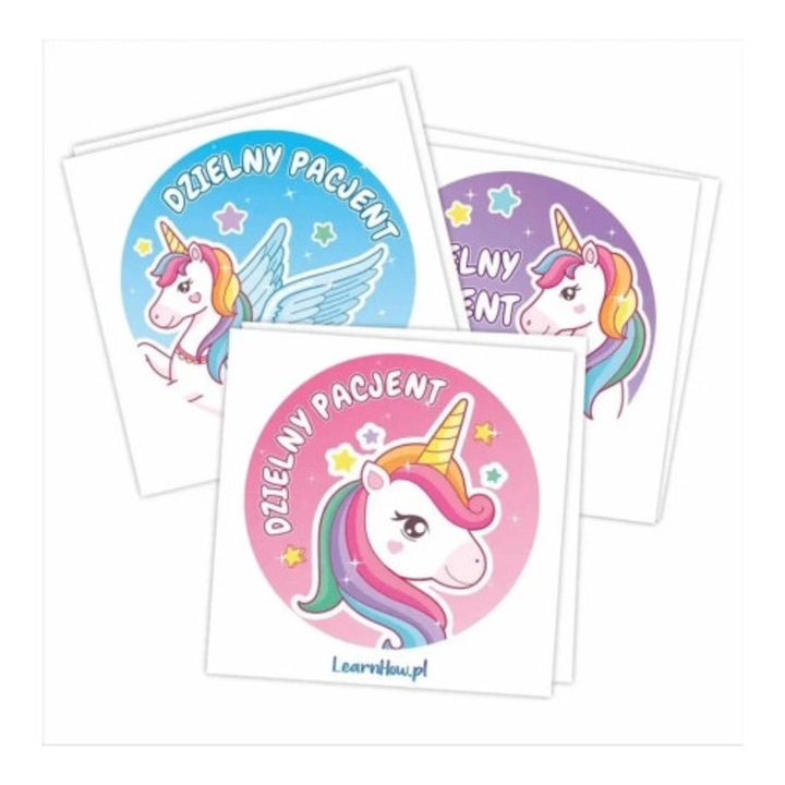 Set 60 stickere decorative, LearnHow, unicorni, 60mm