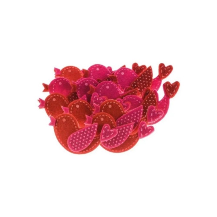 Brewis dekoratív matricaszett, 12 darab, szívecskék és madarak