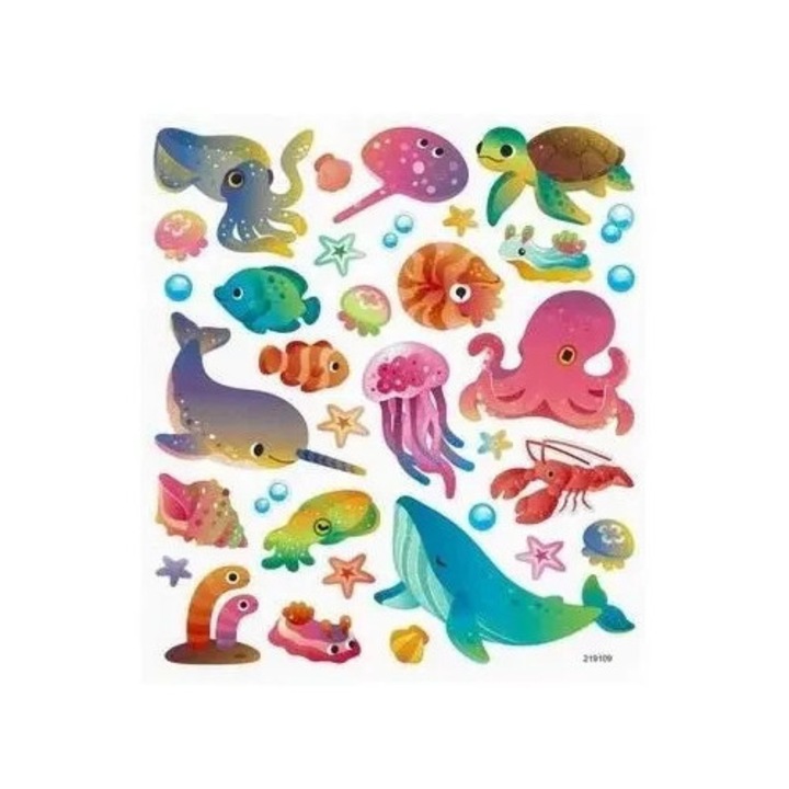 Set 34 stickere decorative, Dalprint, animale marine, 15x17cm