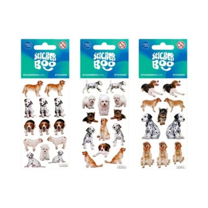 Set de stickere decorative Sticker Boo, Pieski, mix, cu margine aurie