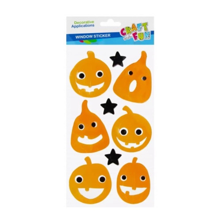 Set 6 stickere decorative pentru geam, Craft With Fun, multicolor, 15x28cm