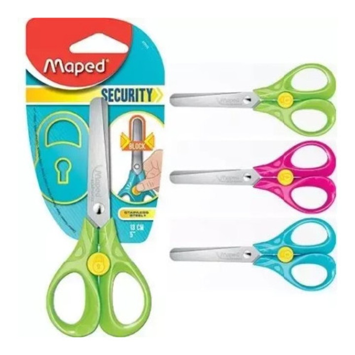 Foarfeca Maped 13cm, maner ergonomic, verde, set 1 bucata