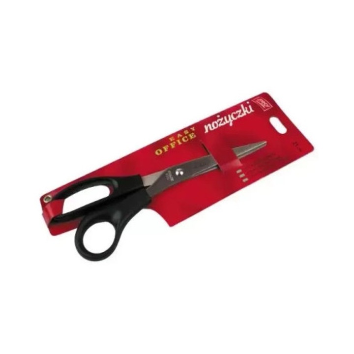 Olló, Easy Stationery, 21cm, kiváló minőségű acél, fekete nyél