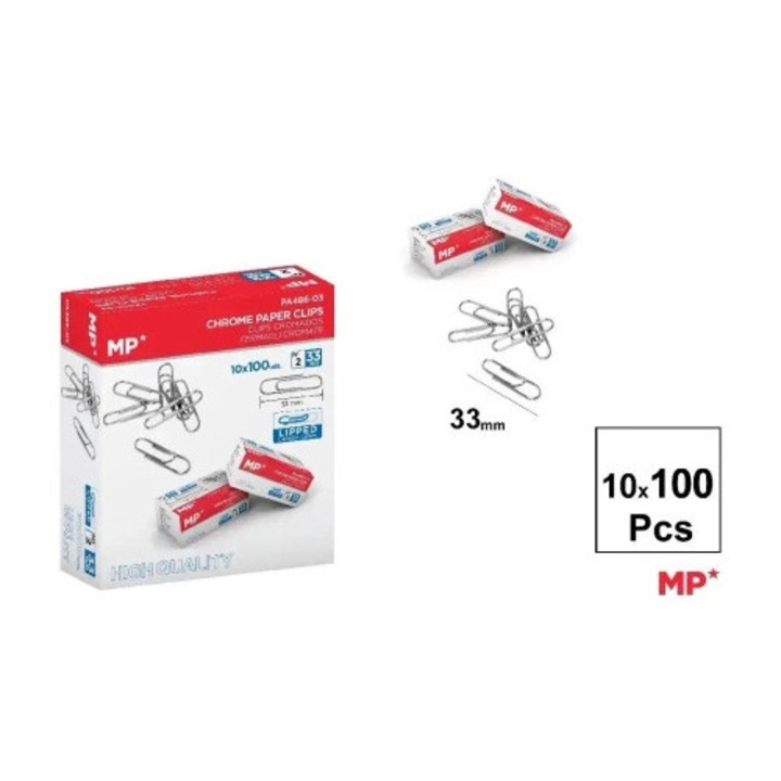 Set agrafe de birou, pentru hartii, Main Paper, 33mm, set 100 bucati