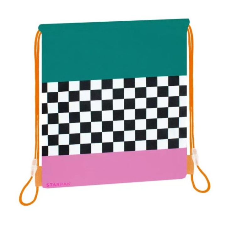 Ghiozdan multifunctional, Starpak, model Sah, verde-roz, material rezistent