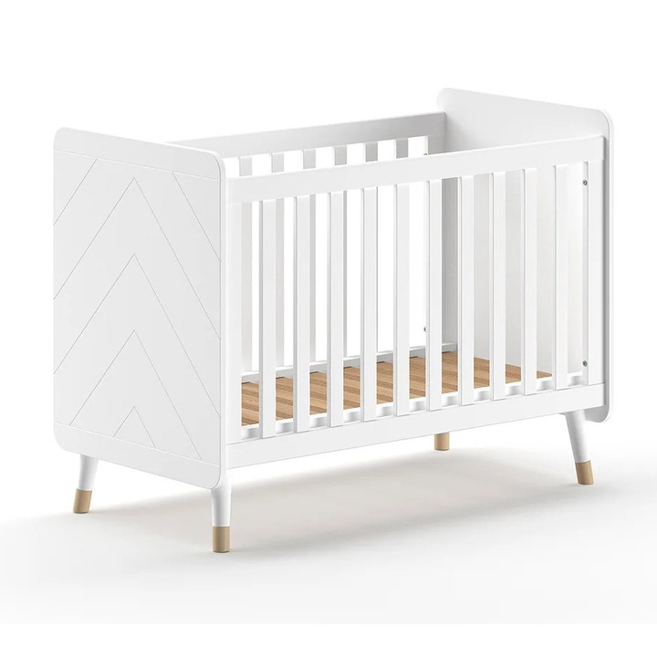 Детско легло, Furnlux, Били, бял, масивна дървесина, 68x124x94 см