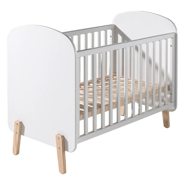 Детско легло, Furnlux, Kiddy, бял, масивна дървесина, 68x129x96 см