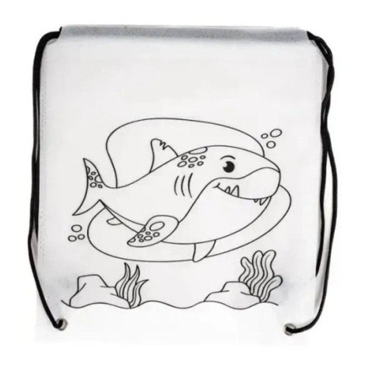 Rucsac scolar pentru pictura Fandy, model rechin, 28x32cm