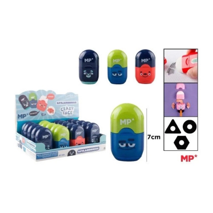 Ascutitoare dubla cu recipient si capac, MP Main Paper, mix de modele