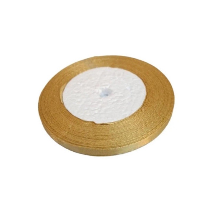 Fasie satinat 6mm/32m Brewis, culoare aurie inchisa