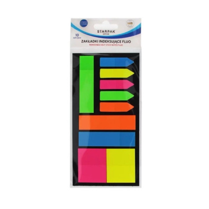 Set de 10 semne de carte STARPAK, fluo, multicolor, 10x23x1cm